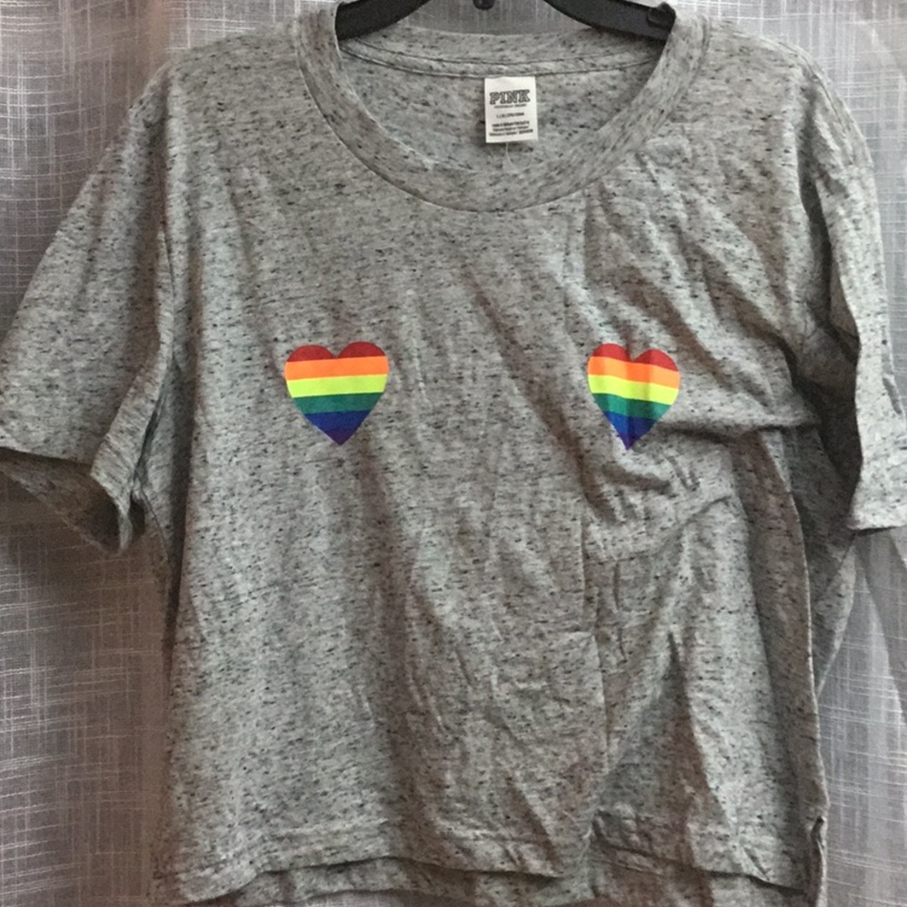 Pink rainbow heart Tee